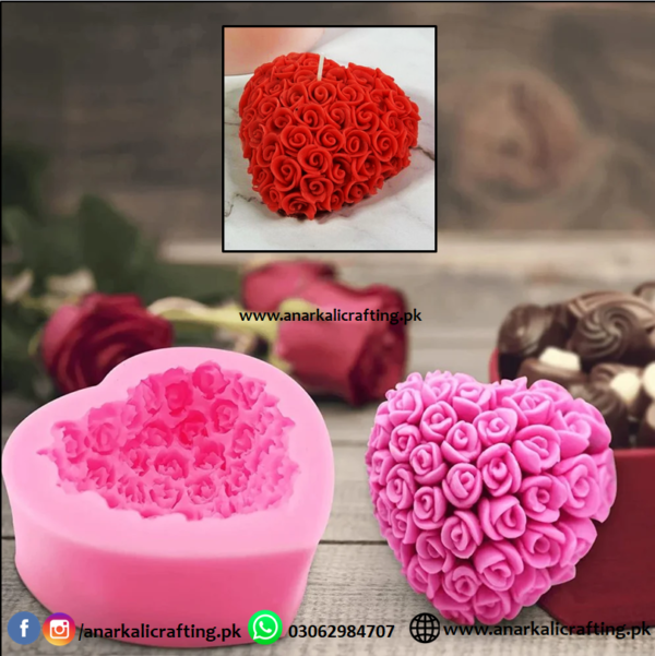 Candle Mold Rose Heart