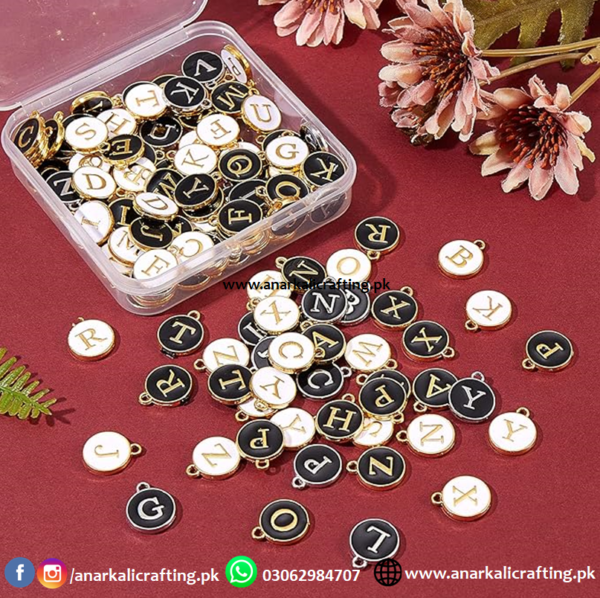 Enamel Charm Round Alphabet