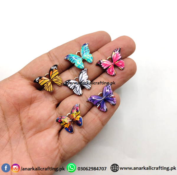 Enamel Charm Printed Butterflies