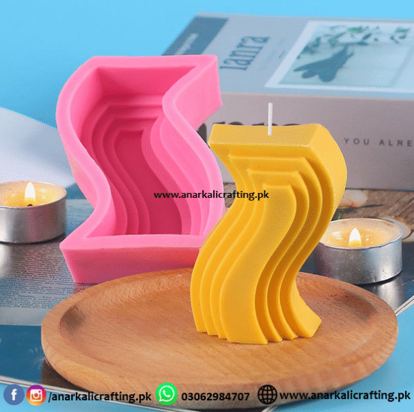Candle Mold Wavy Pillar