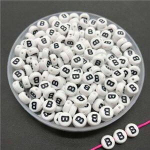 Alphabet Beads White Black B (Round)