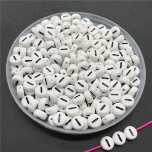 Alphabet Beads White Black I (Round)