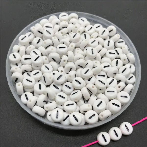Alphabet Beads White Black I (Round)