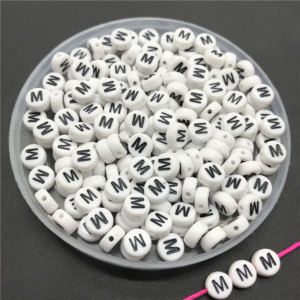 Alphabet Beads White Black M (Round)