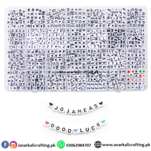 Box of Alphabet Beads A-Z (White Black)