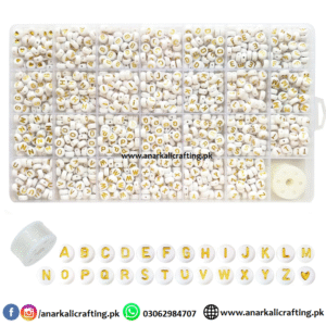 Box of Alphabet Beads A-Z (White Golden)