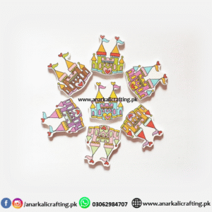 Castle Wooden Buttons (10 Pcs)