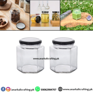 Hexagonal Glass Jar with Metal Lid