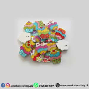 Cupcake Wooden Buttons (10 Pcs)
