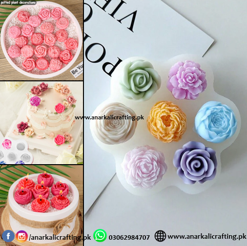 7 Cavity Flower Mold (for Candle, Clay, Fondant)