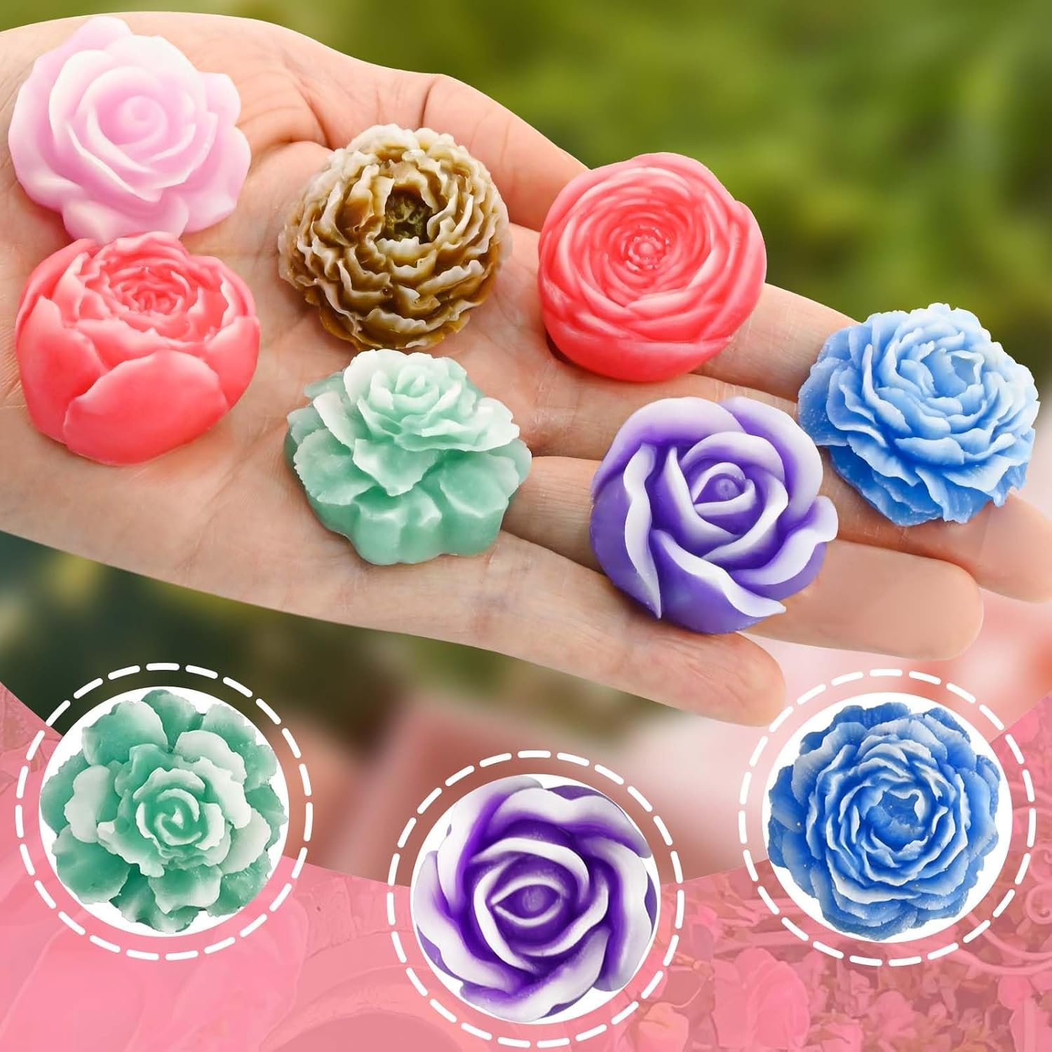 7 Cavity Flower Mold (for Candle, Clay, Fondant) - Image 3