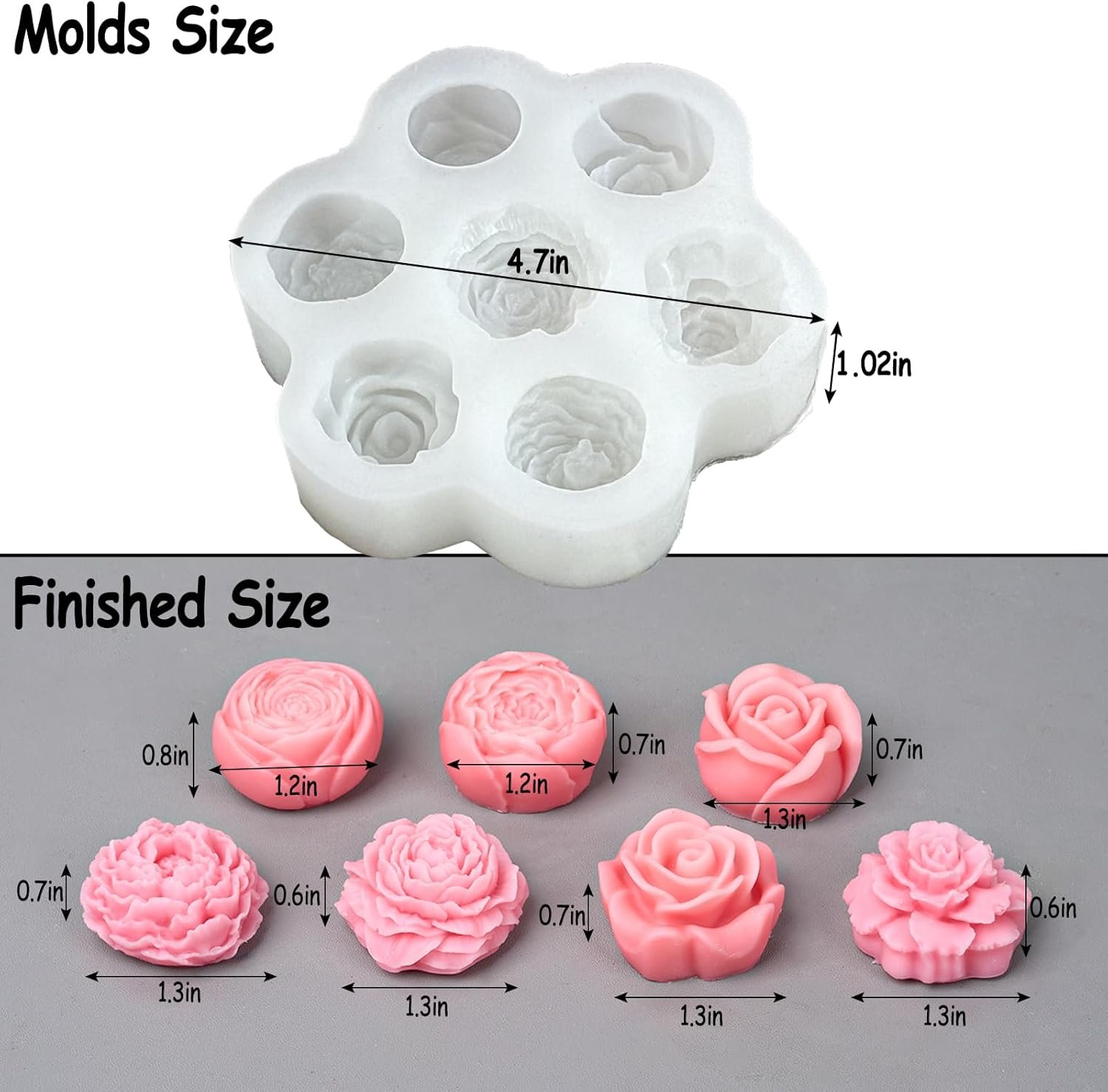 7 Cavity Flower Mold (for Candle, Clay, Fondant) - Image 2