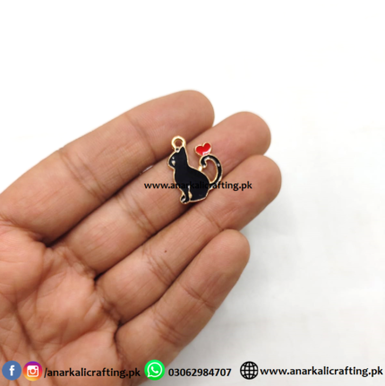 Enamel Charm Cat with Heart