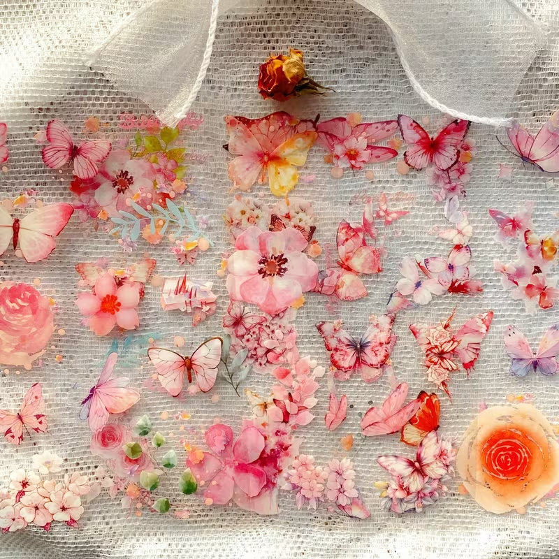 Pink Floral Pet Stickers Set G - Image 1