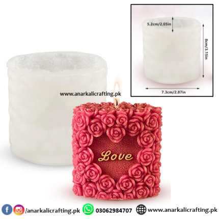 Candle Mold Heart Rose Pillar