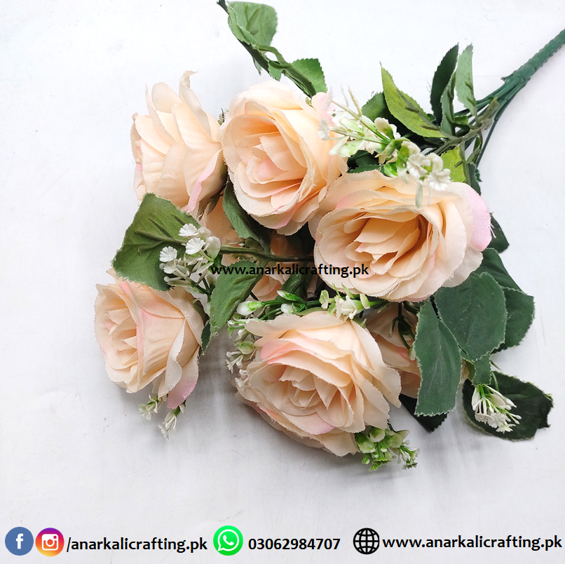 Roses Peach Bouquet Flower Bunch BF017 Peach - Image 1