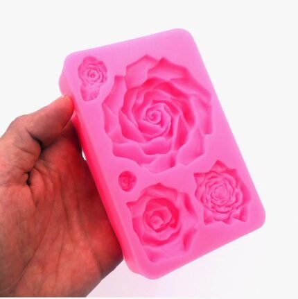 5 Cavity Big Roses Mold (for Clay, Fondant)